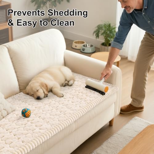 Non-Slip Dog Couch Cover - Scratch Resistant Pet Sofa Protector, Cream