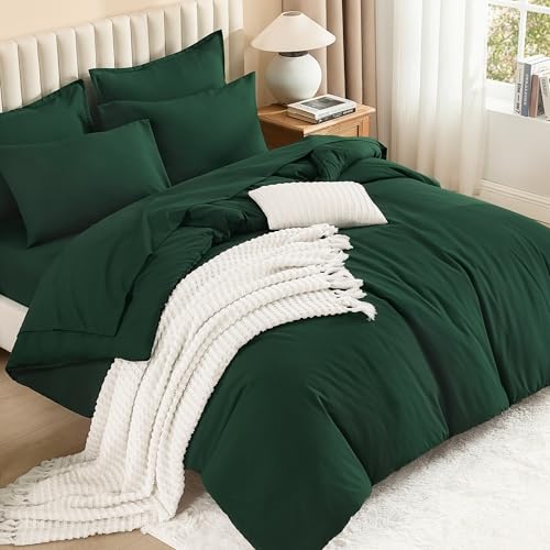Queen Comforter Set with Sheets - 7 Piece All Season Bedding Set (Emerald)