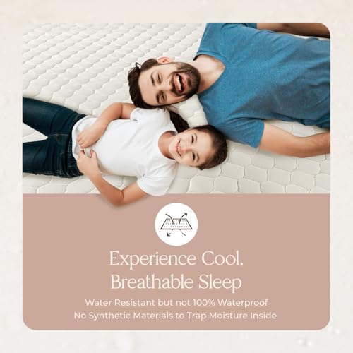 Organic Cotton Mattress Pad - Breathable Cooling Protector Queen Size
