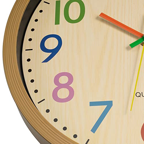 12-Inch Silent Colorful Wall Clock for Kids Nursery and Classroom