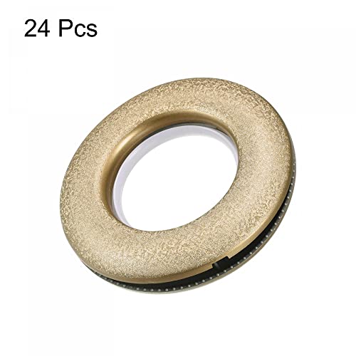 24 Pack Plastic Curtain Grommets, 1-9/16 Inch Inner Diameter, Gold Tone