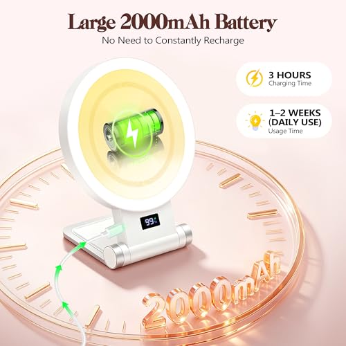 Lighted Magnifying Makeup Mirror with Adjustable Brightness and Stand - Travel Friendly