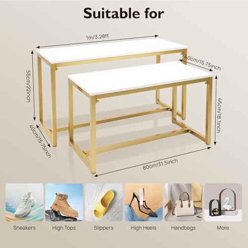 2-Piece Metal Retail Display Table Set for Shoes and Handbags