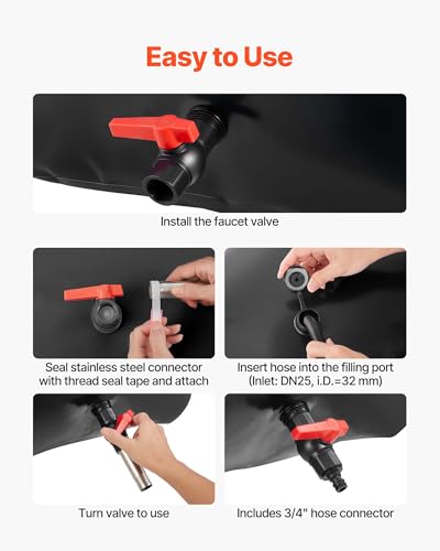 87.2 Gal Collapsible Water Storage Bladder, Wear-Resistant PVC Tank