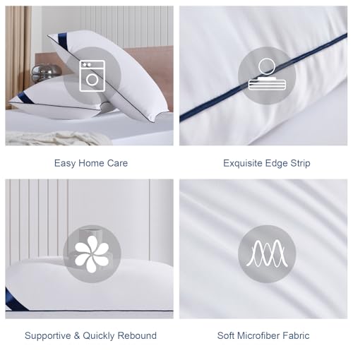 Meoflaw Standard Bed Pillows Set of 4 - Soft Microfiber Hotel Quality
