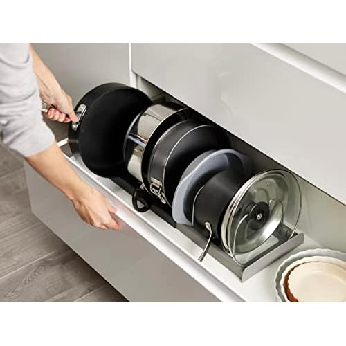 Joseph Joseph DrawerStore Expanding Cookware Organizer, Space saving storage for pan lids, baking trays - Grey