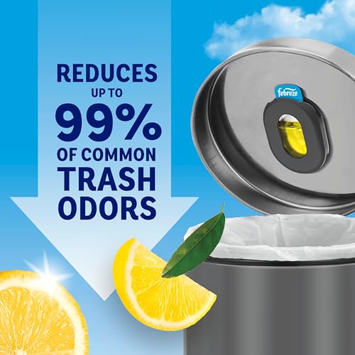 Febreze Trash Can Air Freshener Odor Fighter Refills, Fresh Lemon, 4 Pack