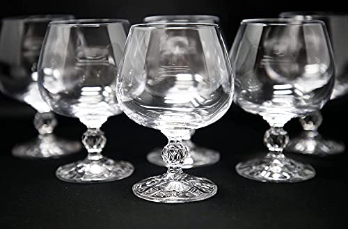 Bohemia Crystal Glass Set of 6 8oz Snifter Glasses - Vintage Cognac & Whiskey Goblets