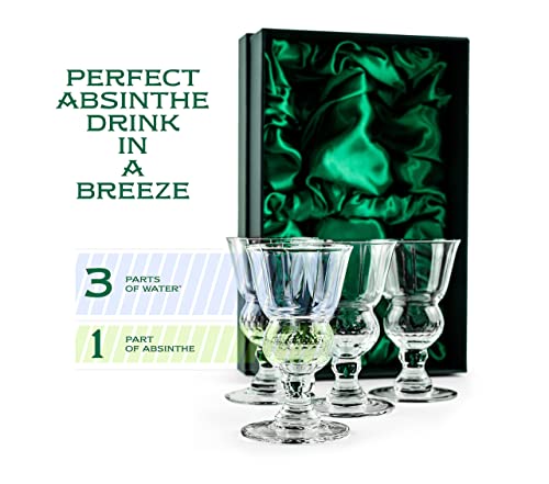 Vintage Crystal Absinthe Glasses - 6.5 oz Pontarlier Goblets, Set of 4