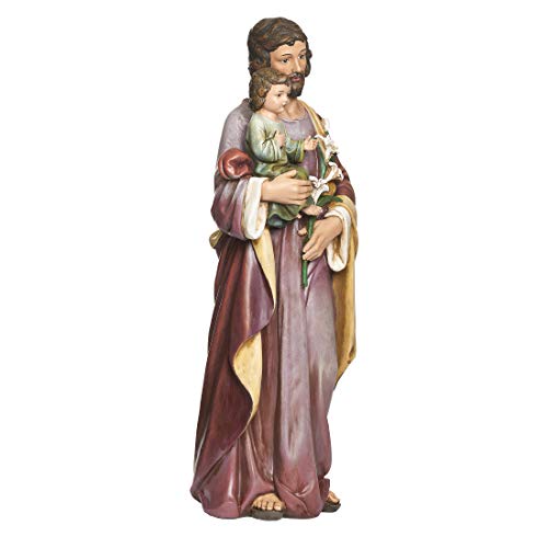 St. Joseph and Child Jesus Statue - 25-Inch Resin Religious Figure Decor