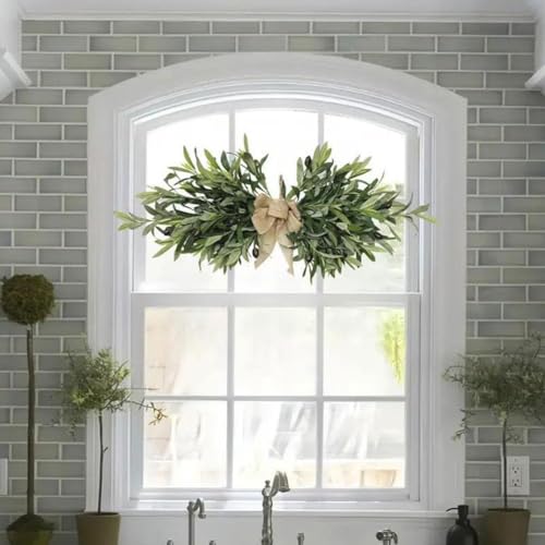 24-Inch Artificial Olive Flower Swag for Front Door and Wedding Arch