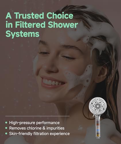 9-Spray Handheld Filtered Shower Head for Hard Water with Stainless Hose