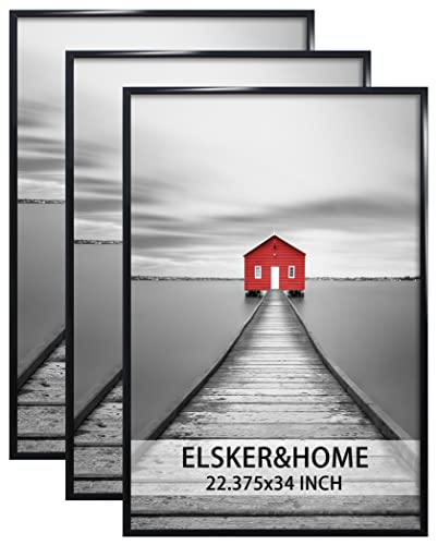 22.375 x 34 Black Poster Frame 3-Pack | Vertical & Horizontal Wall Mount