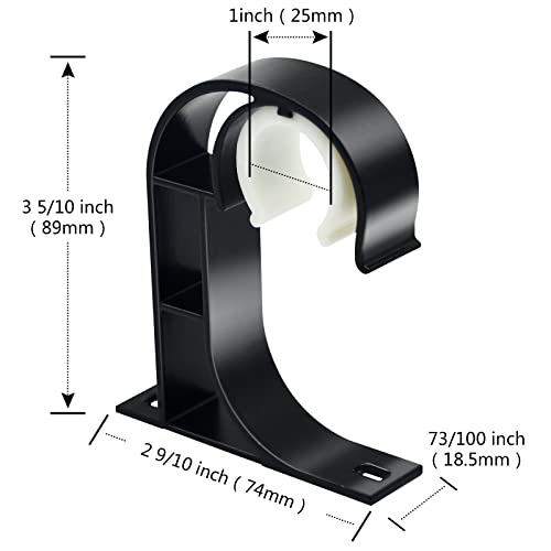 Heavy Duty Ceiling Curtain Rod Brackets for 1 Inch Rods, 4 Pack