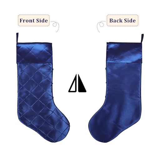 LimBridge 18-Inch Christmas Stockings 5 Pack White & Blue with Glitter Snowflake Star Trim