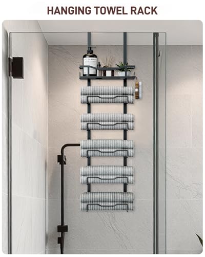 6-Tier Over-the-Door Towel Rack - No Drill Bathroom Storage Organizer