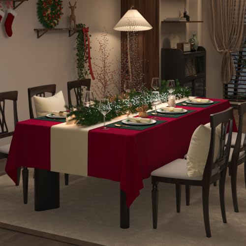 ZIWUROAD Red Wool Velvet Waterproof Rectangular Tablecloth 120x60 Inch