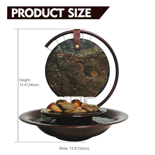 Indoor Tabletop Waterfall Fountain with LED Light - Natural Slate Water Feature