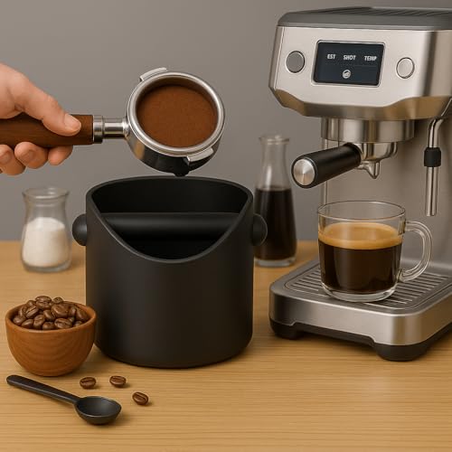 4.6-Inch Coffee Knock Box - Durable Espresso Grounds Bin with Non-Slip Base