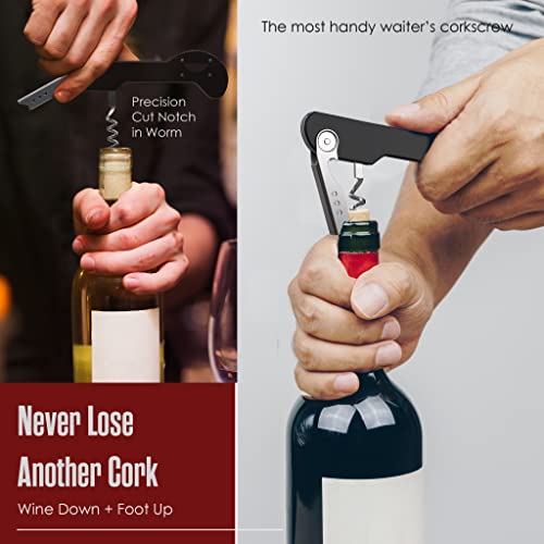Houseables Black 5 1/4" Wine Opener with Foil Cutter - Restaurant & Server Use