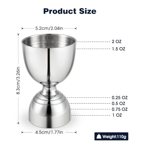 PAGWS Stainless Steel Double Jigger Bar Tool for Cocktails & Mixology
