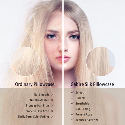 Gabire Mulberry Silk Pillowcase Set of 2 for Hair & Skin, Black Standard