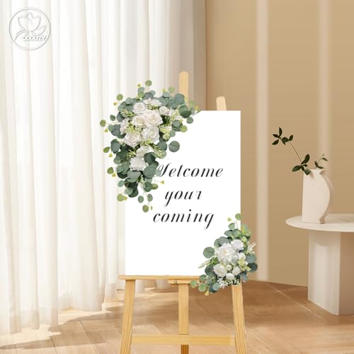 Artificial Wedding Welcome Sign Flower Swags, Set of 2 Silk Floral Decor