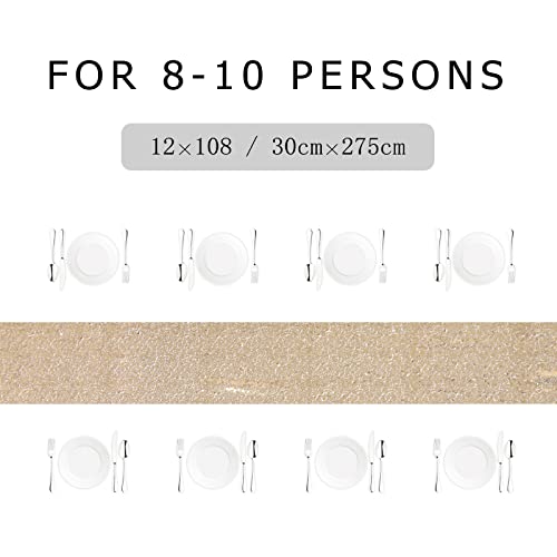 DUOBAO 1pc Champagne Gold Sequin Table Runner 12x108 Inch Wedding Party Decor