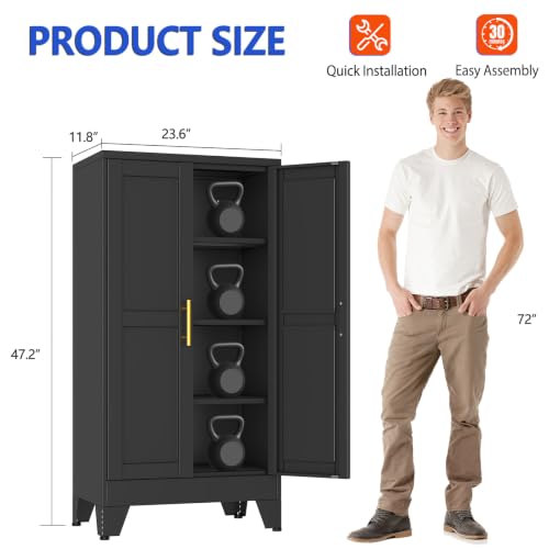 47.2-Inch Tall Metal Garage Storage Cabinet with Adjustable Shelves