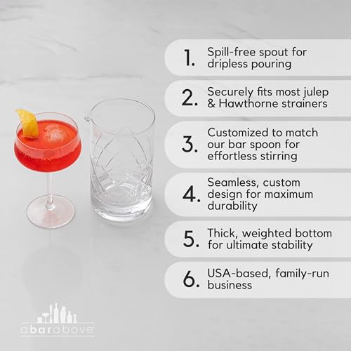 A Bar Above 18 Oz Diamond Cut Cocktail Mixing Glass with Secure Base, Pack of 1