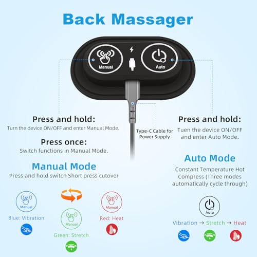 3-in-1 Back Massager with Heat, Vibration & Stretching