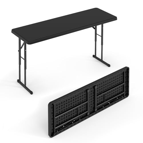 4 Ft Narrow Folding Table, Portable HDPE Slim Desk for Home and Office