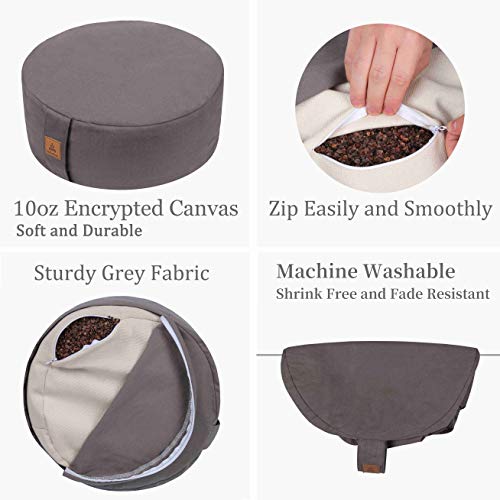 Buckwheat Meditation Cushion Zafu Yoga Pillow with Washable Cotton Cover