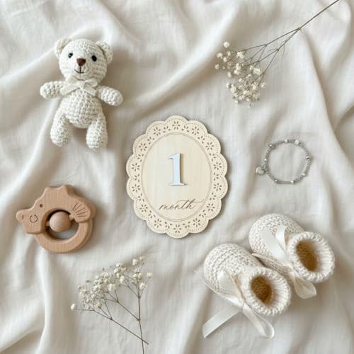 Baby Girl Monthly Milestone Signs - Double-Sided Newborn Photo Props