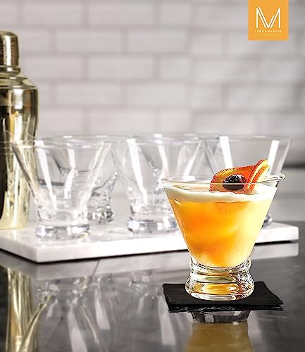 Stemless Martini Glasses Set of 4, 8oz Crystal Cocktail Coupe Glasses