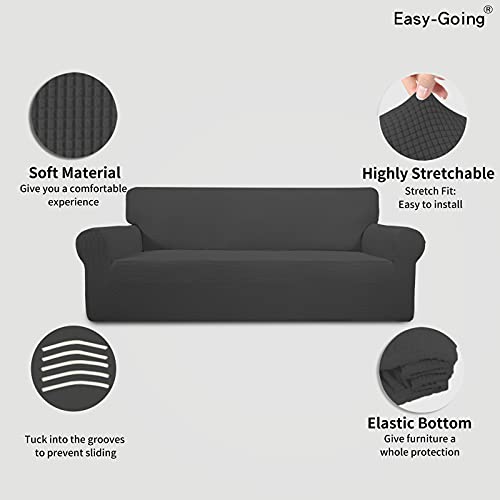 Easy-Going Stretch Sofa Slipcover, Dark Gray Washable Couch Cover