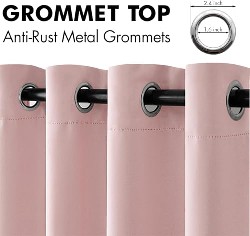 Light Pink Blackout Curtains - 84 Inch Room Darkening Drapes