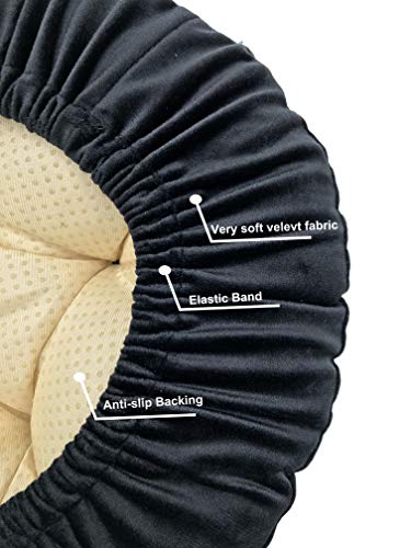 12-Inch Black Velvet Padded Bar Stool Cushion with Non-Slip Backing