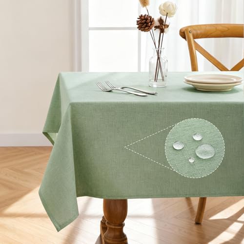 Sage Green Rectangle Tablecloth - 52 x 70 Inch Waterproof Table Cloth