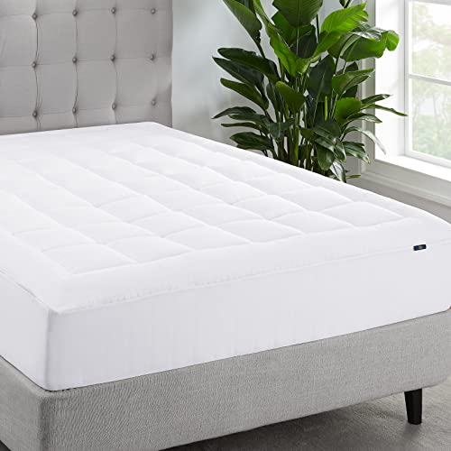 Comfortable Quilted Cotton Mattress Pad, Queen Size - 18" Deep Pocket