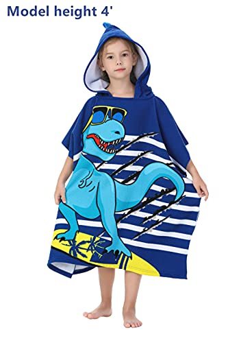 Kids Hooded Dinosaur Beach Towel – Soft Microfiber Bath Poncho Robe