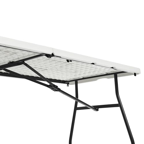 6ft Heavy Duty Portable Folding Table - Fold-in-Half with Handle, White
