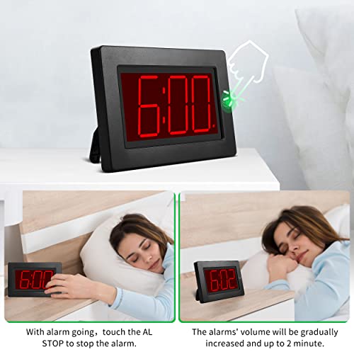 3-Inch LED Digital Alarm Clock, Battery Operated, Wall-Mount or Tabletop