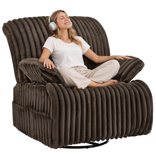 Oversized 40-Inch Swivel Glider Recliner with Adjustable Armrests