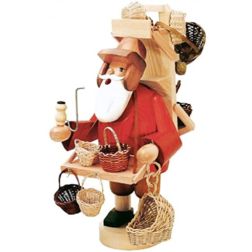 KWO German Incense Holder Basket Trader Smoking Man – Handmade in Seiffen