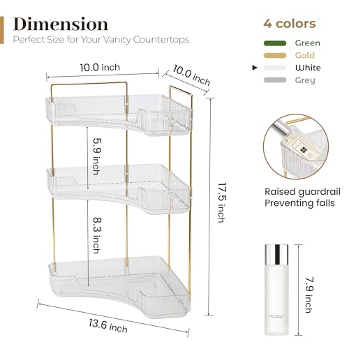 3-Tier Corner Bathroom Counter Organizer, Makeup and Perfume Shelf