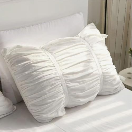 Twin/Twin XL Ruched Pattern Duvet Cover - 100% Egyptian Cotton, Zipper Closure