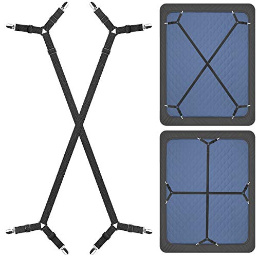 Adjustable Bed Sheet Suspenders Clips for Twin to King Sizes