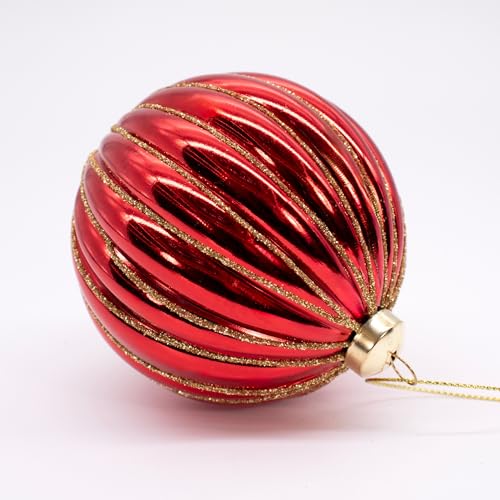 12PCS Red & Gold Christmas Ornaments - Large Shatterproof Hand-Painted Holiday Decorations