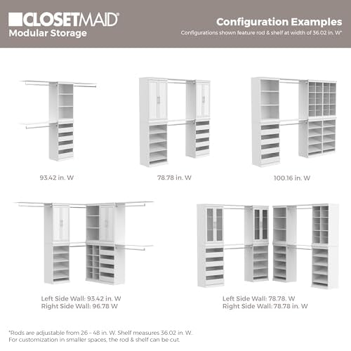 ClosetMaid Modular Closet Collection Shelf and Hang Rod Accessory Kit, 36-Inch Shelf and Adjustable Hang Rod Kit